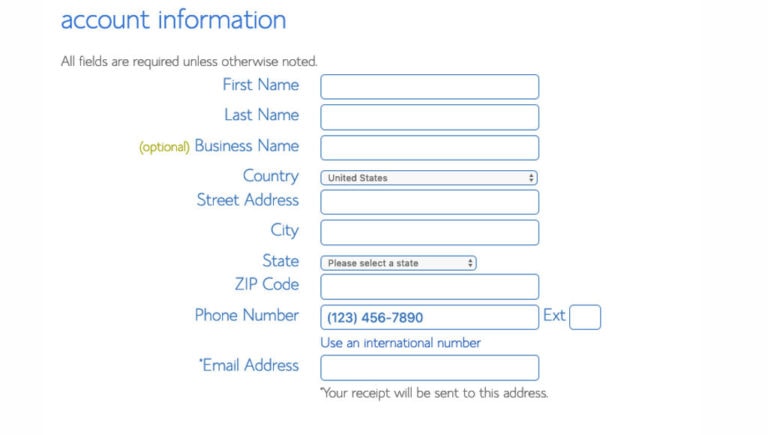 bluehost account information