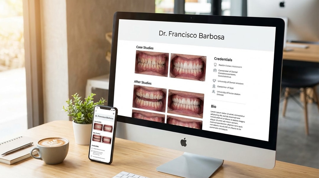 Modern dental portfolio website displayed on desktop and mobile devices