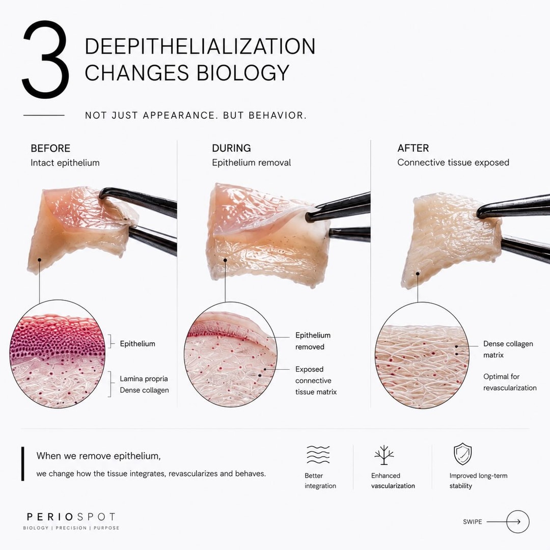 Deepithelialization of a connective tissue graft changes its biology, not just its appearance: integration, revascularization, collagen reorganization