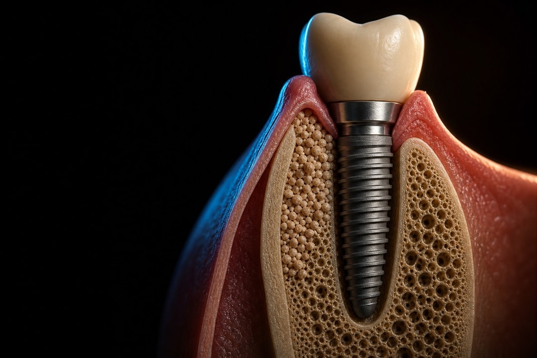 The buccal jumping gap grafted with particulate bone