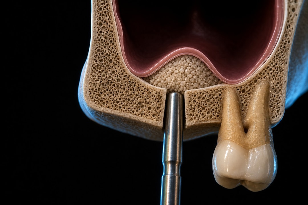 A abordagem transcrestal eleva o pavimento do seio e a membrana através da osteotomia do implante