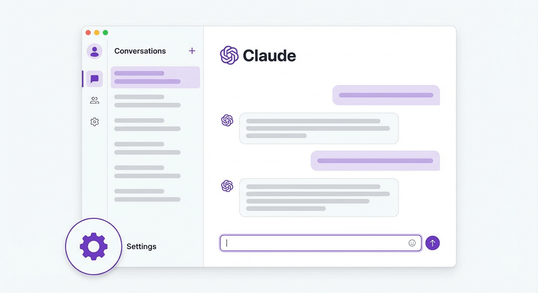 Claude Desktop: encuentra Ajustes en la barra lateral