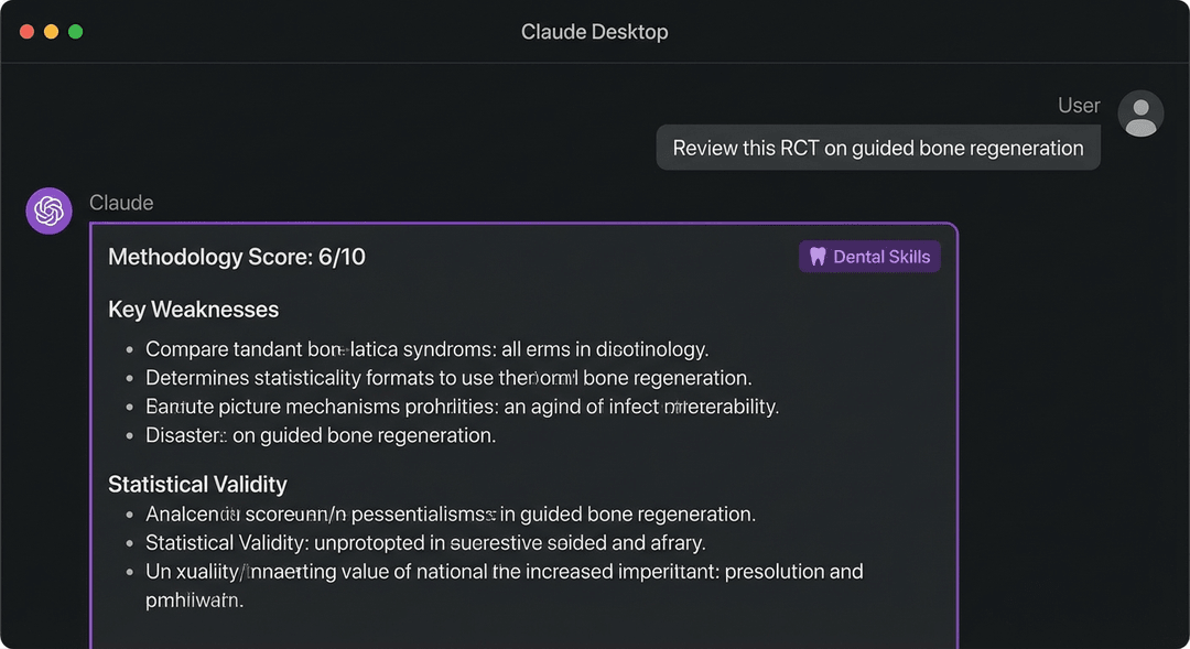 Claude Desktop con las habilidades dentales activas: crítica de investigación estructurada
